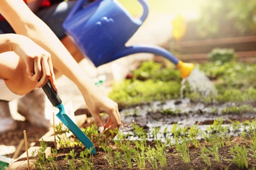 Gardening team preparing a service booking and work plan