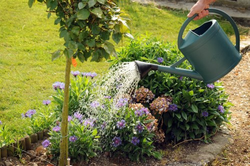 Professional patio washing process for a residential garden in Harmondsworth